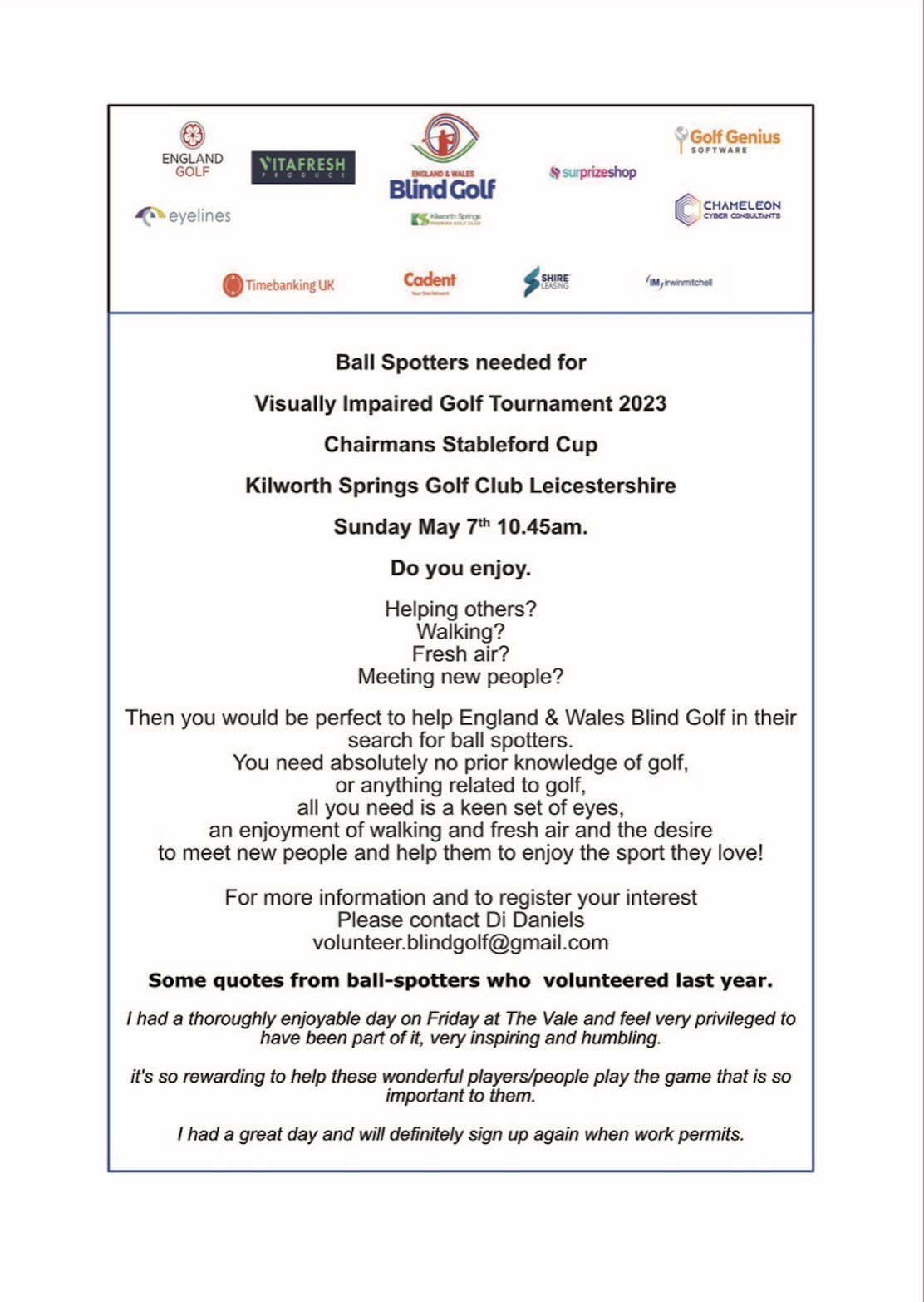 golf society volunteer