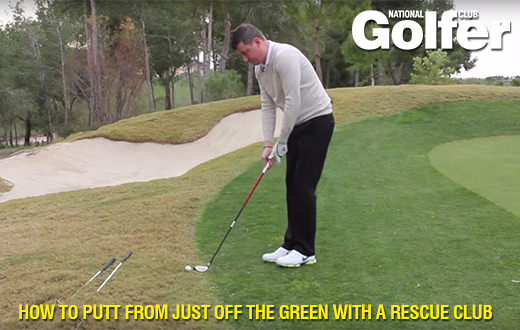How to putt with a rescue club from just off the green