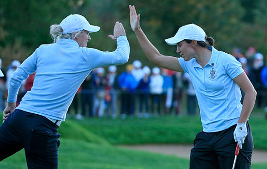 Solheim Cup: Europe in charge as bad light stops play