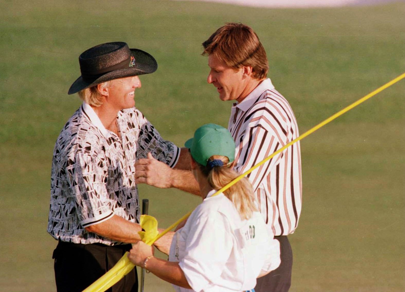 Nick Faldo and Greg Norman at the 1996 Masters | Getty Images