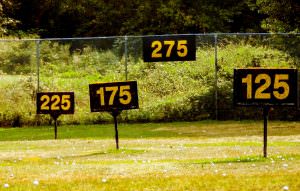 Driving range yardage signs