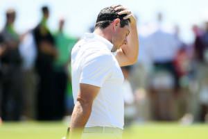Rory McIlroy looks upset and angry