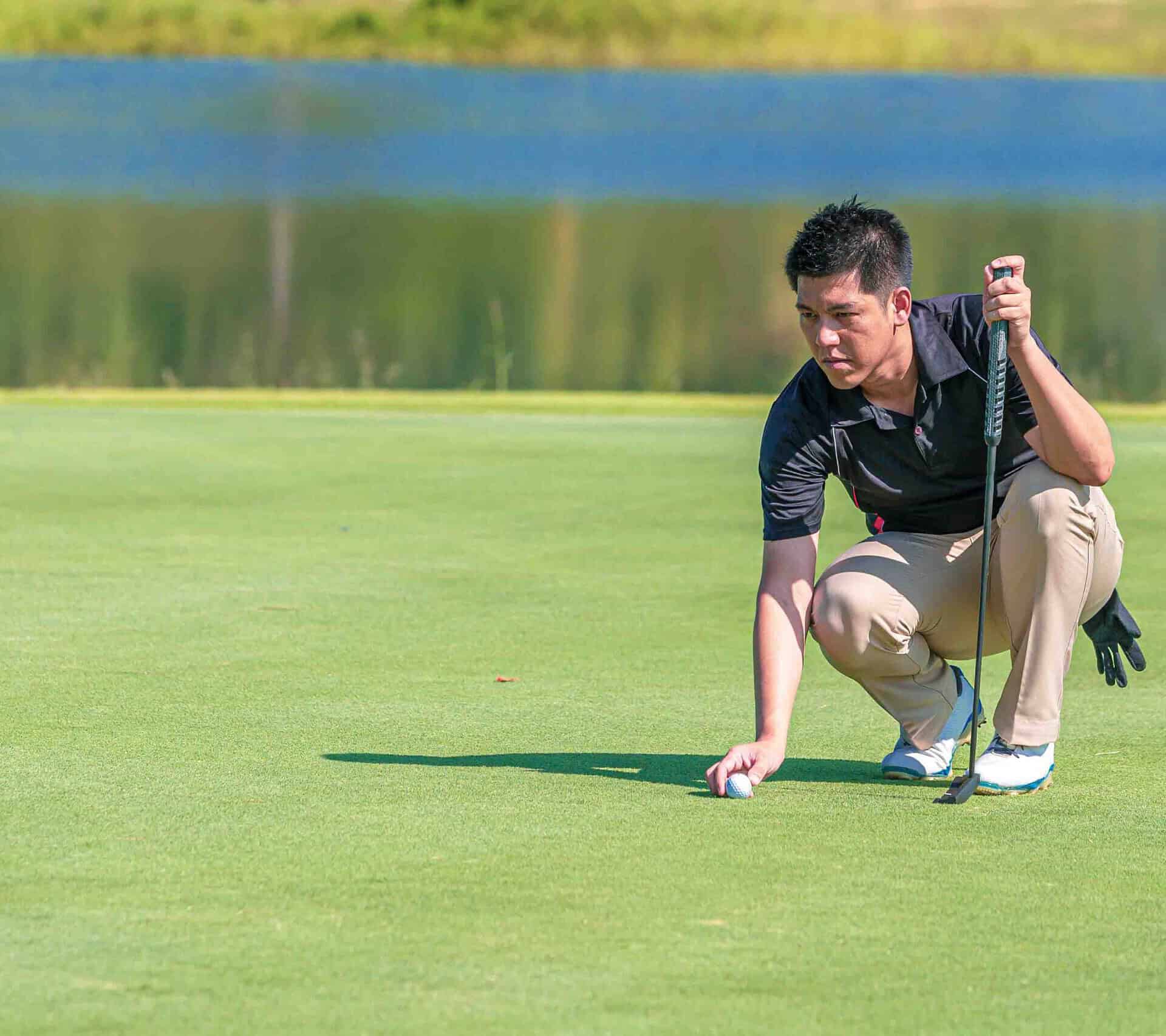 ball moves on putting green