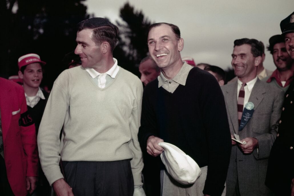 Jack Fleck and Ben Hogan together following a playoff round at the US Open Golf Championships | Source: Getty Images