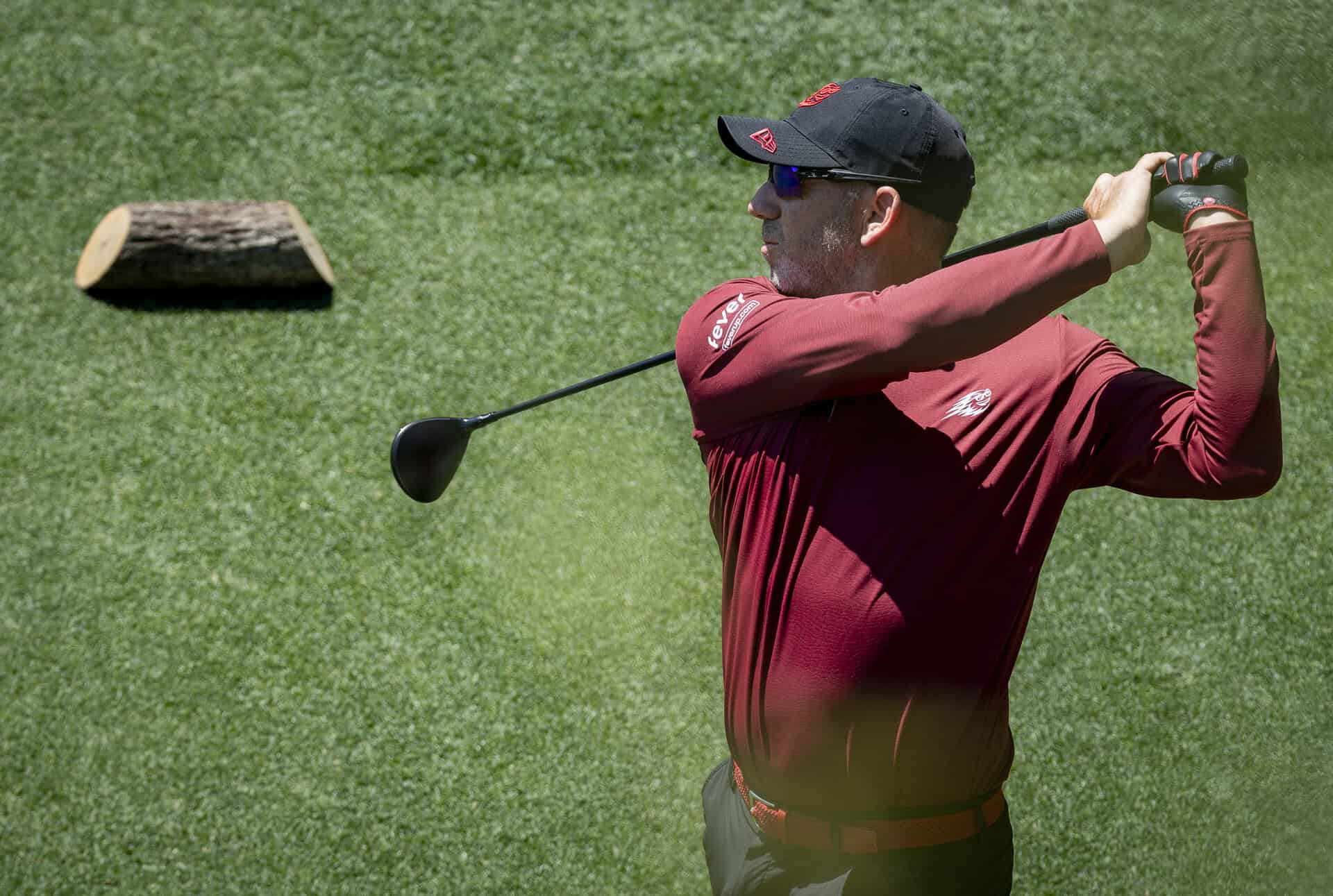 Masters champion Sergio Garcia of Spain plays a stroke from the No. 14 tee during the final round of the Masters at Augusta National Golf Club, Sunday, April 12, 2026 | Source: Augusta National