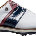 FootJoy Men's DryJoys Premiere Series Packard Golf Shoes (Previous Season Style), Size 9.5, White/Navy/Red