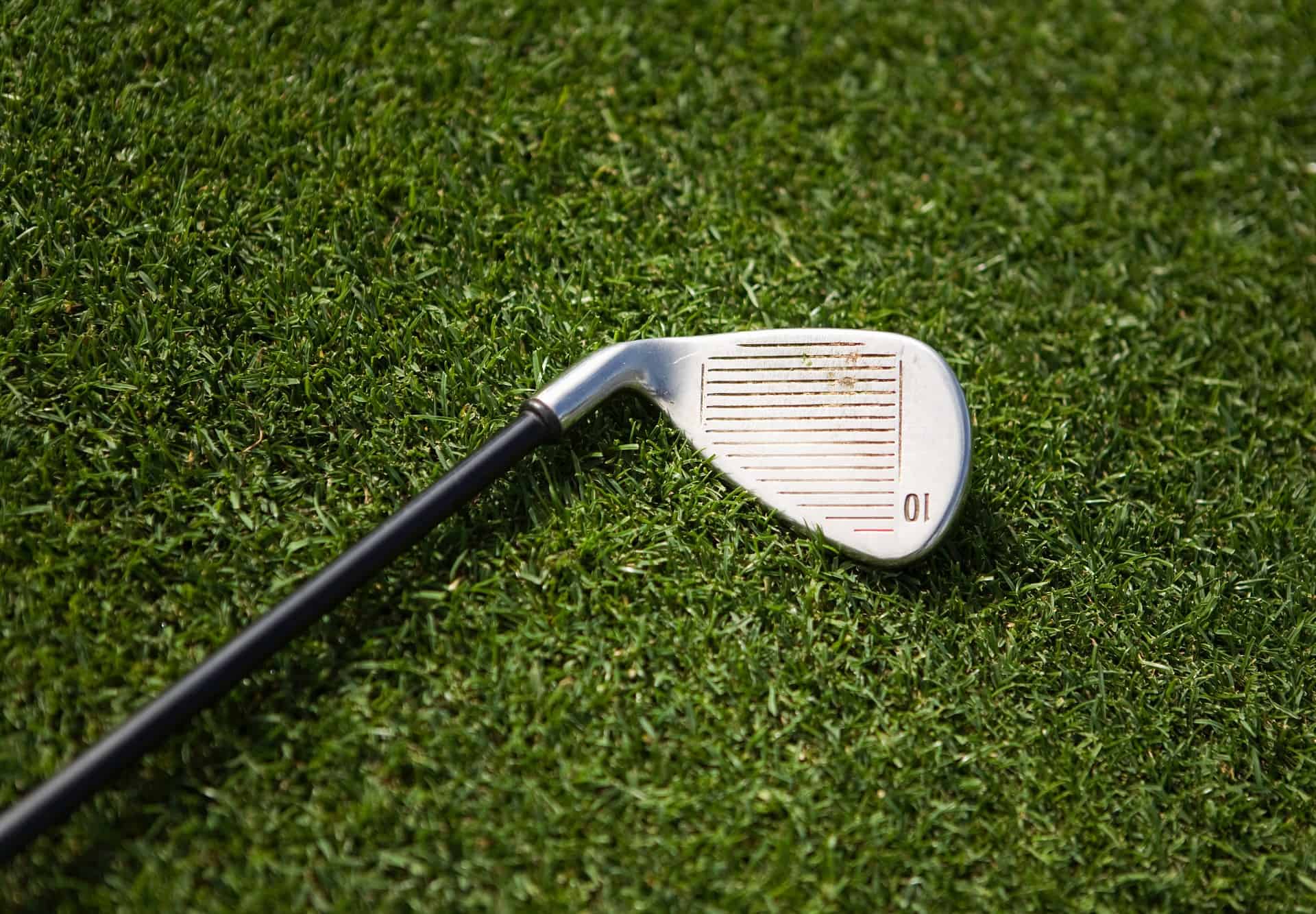 Golf club on a green