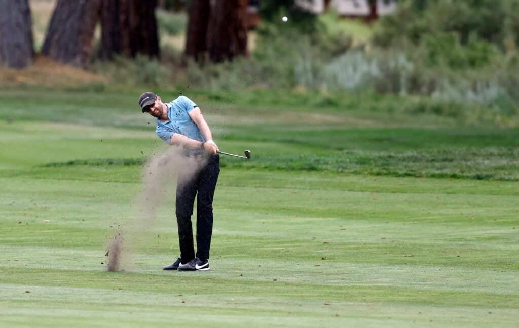 golf ball in a divot