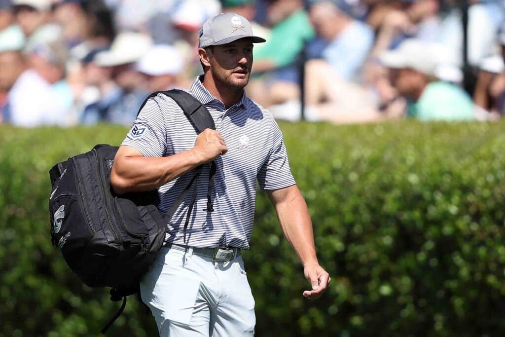 Bryson DeChambeau of the United States walks through the practice area before a practice round prior to the 2024 Masters Tournament at Augusta National Golf Club on April 08, 2024 in Augusta, Georgia. (Photo by Warren Little/Getty Images)