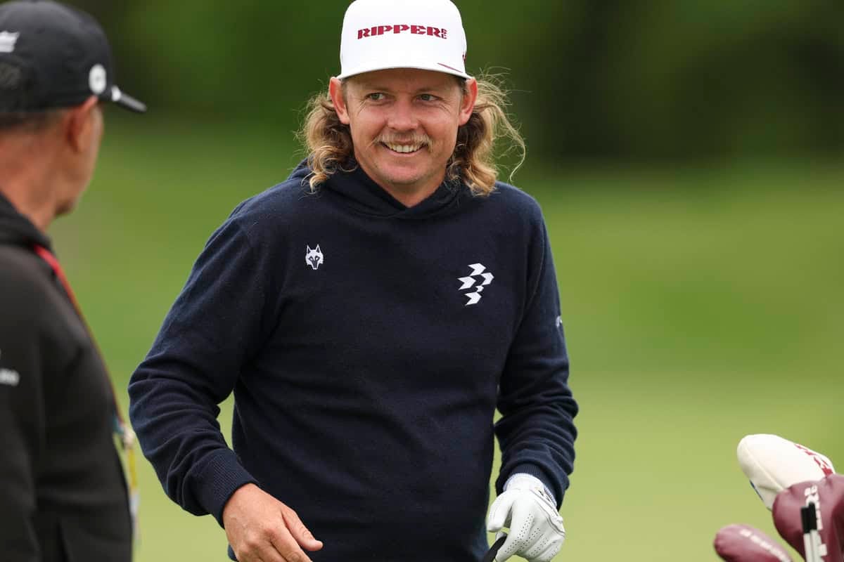 NEWTOWN SQUARE, PA - MAY 11: Cameron Smith smiles during the PGA Championship Practice Round at Aronimink Golf Club on Monday, May 11, 2026 in Newtown Square, Pennsylvania. (Photo by Maddie Meyer/PGA of America)