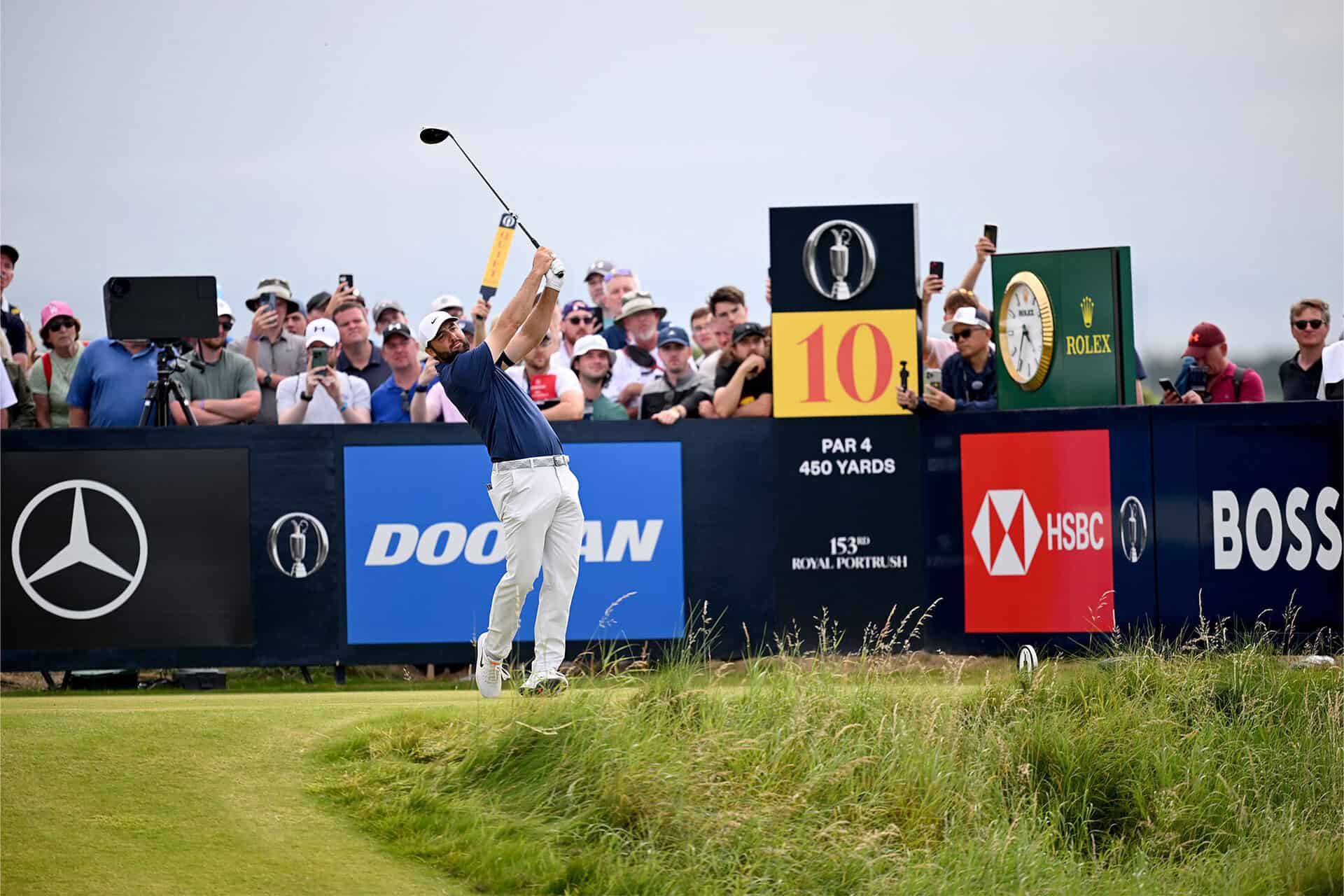 Scottie Scheffler drives off during The Open at Royal Portrush | Source: The R&A