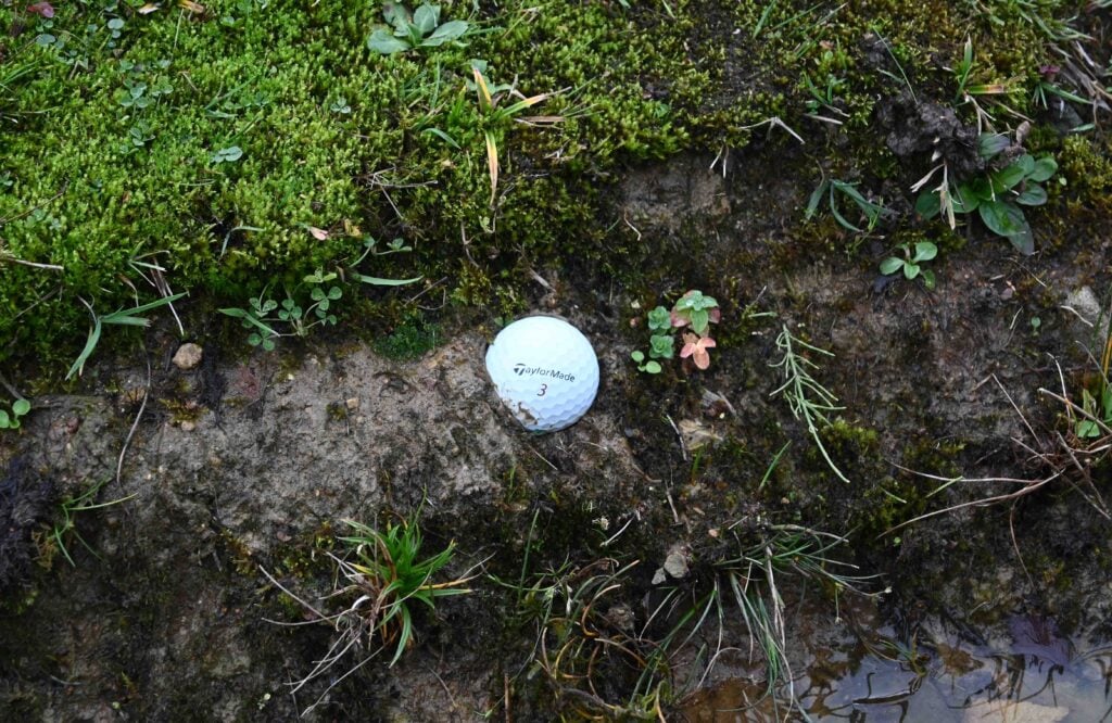 plugged ball in a hazard