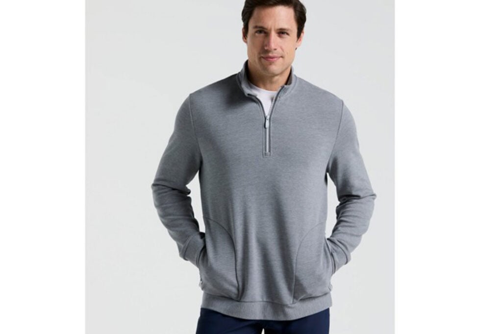 Ottoman Quarter Zip Golf Jacket In Quiet Grey Heather | Source: Penguin