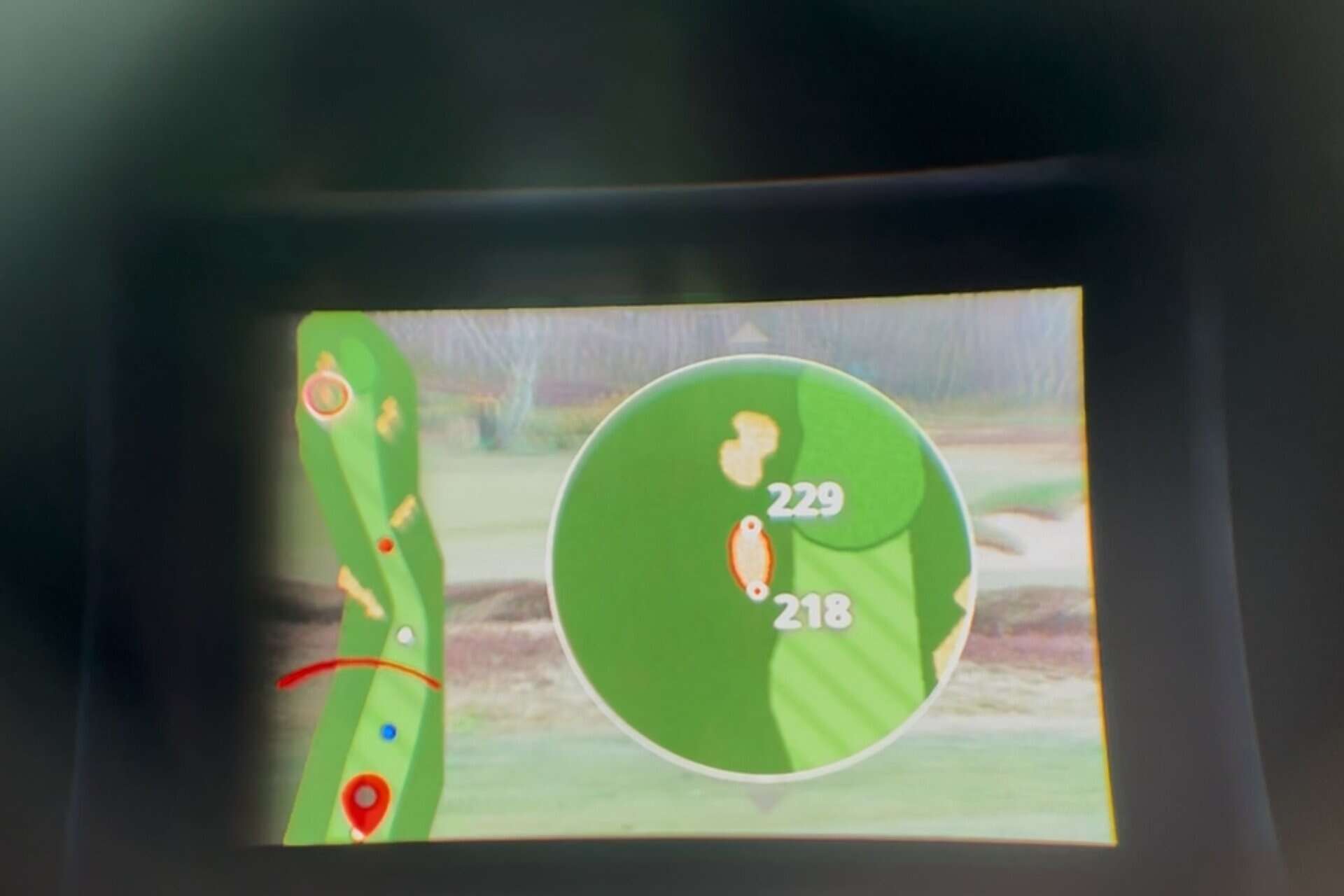 View through the Garmin Approach Z82 showing target information