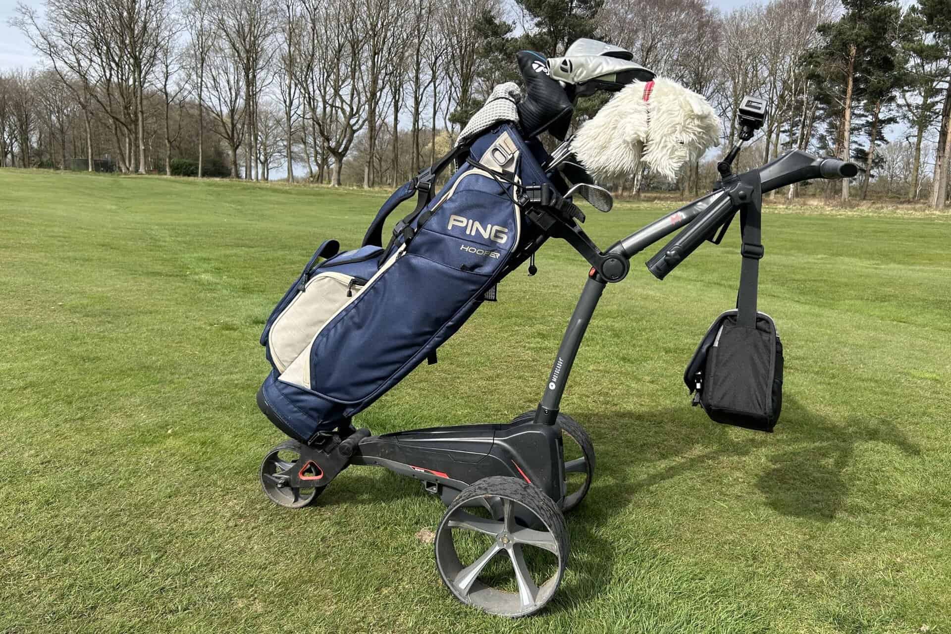 Ping 2026 Hoofer Golf Carry Bag on a trolley