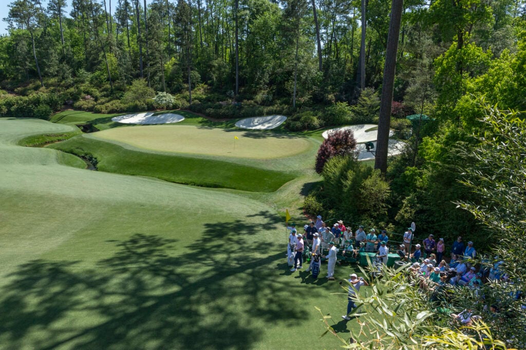 Masters champion Angel Cabrera of Argentina plays a stroke from the No. 14 tee during the second round of the Masters at Augusta National Golf Club, Friday, April 10, 2026 | Source: Augusta National