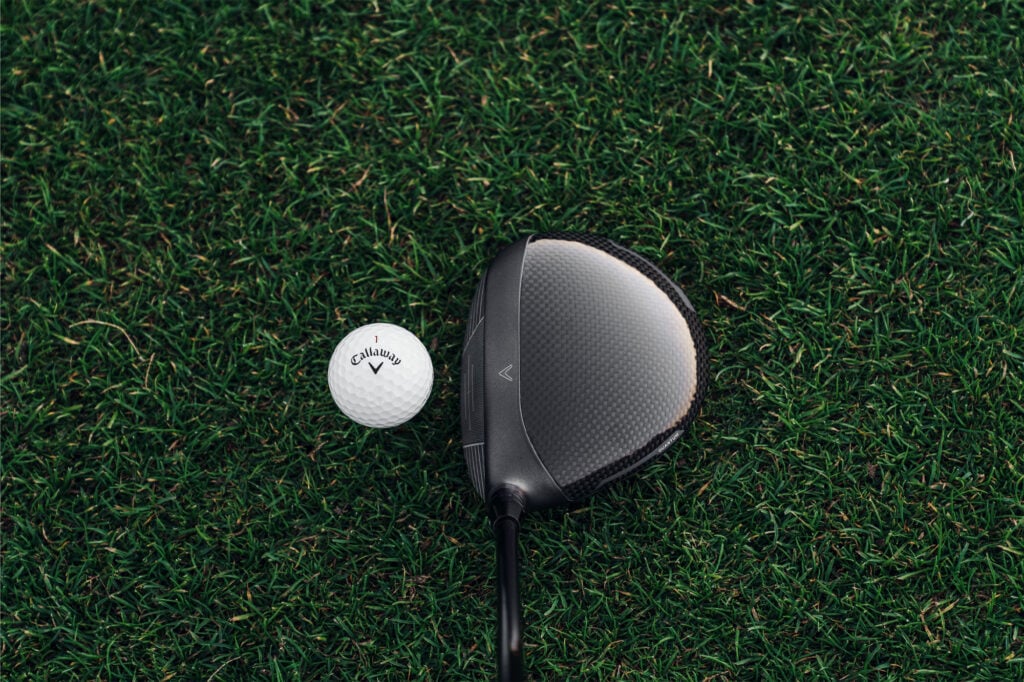 The view of the Callaway Quantum Mini Driver behind the ball. Credit: Callaway