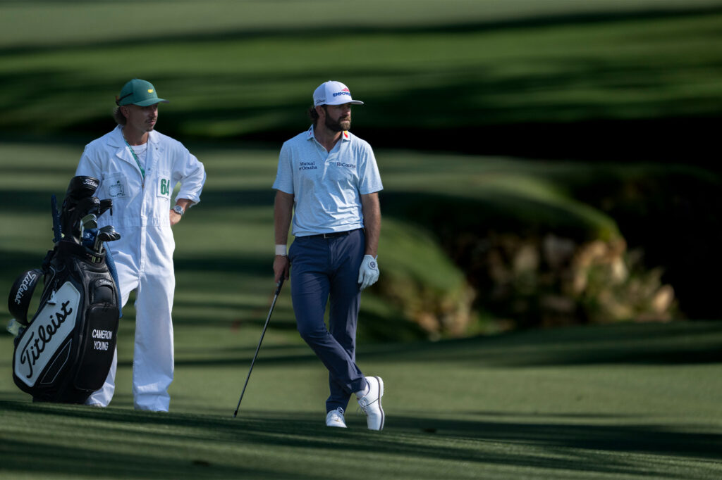 Cameron Young of the United States prepares to play a shot on the No. 13 green during the second round of the Masters at Augusta National Golf Club, Friday, April 10, 2026 | Source: Logan Whitton