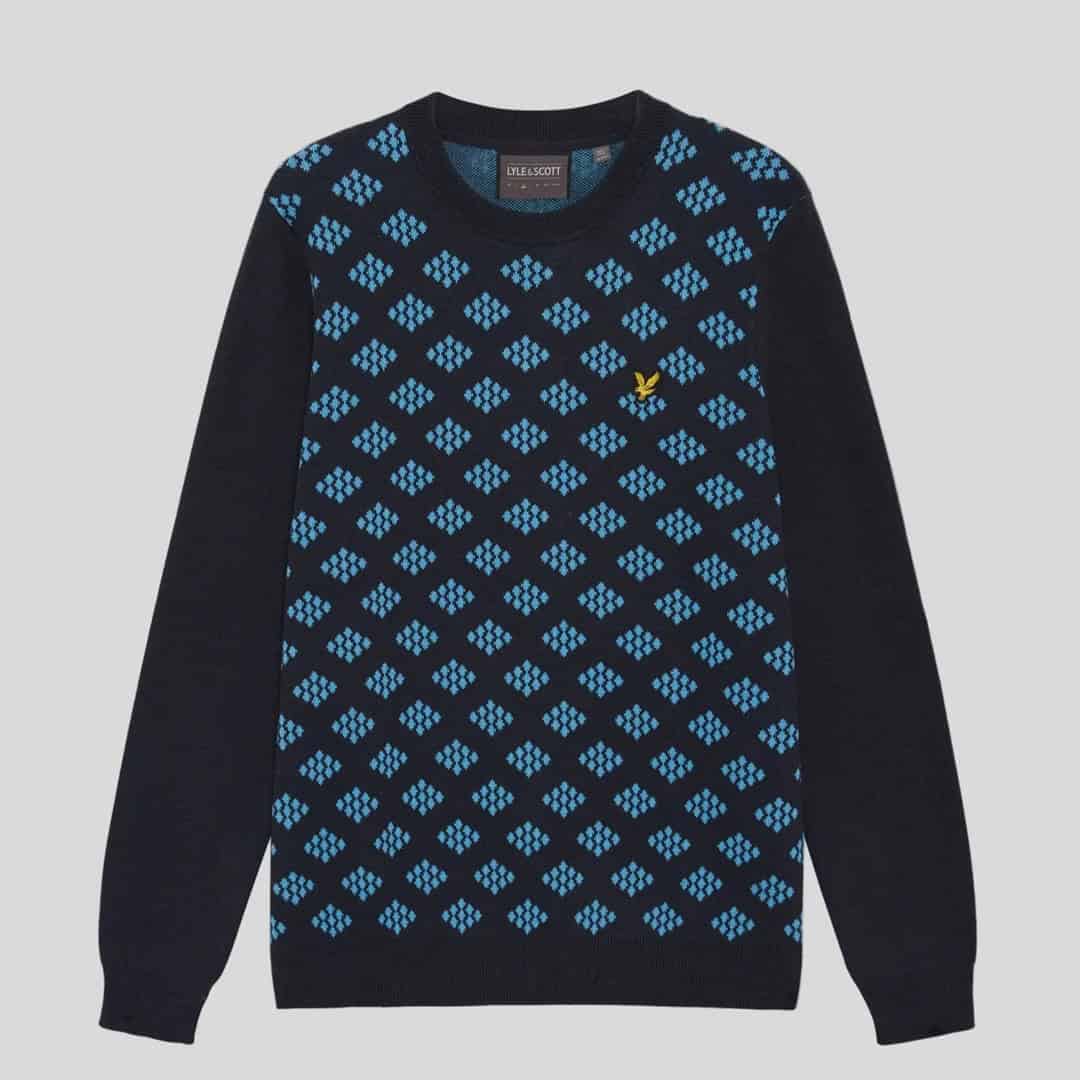 Lyle & Scott Cotton Crew Neck Argyle Jumper | Source: Lyle & Scott