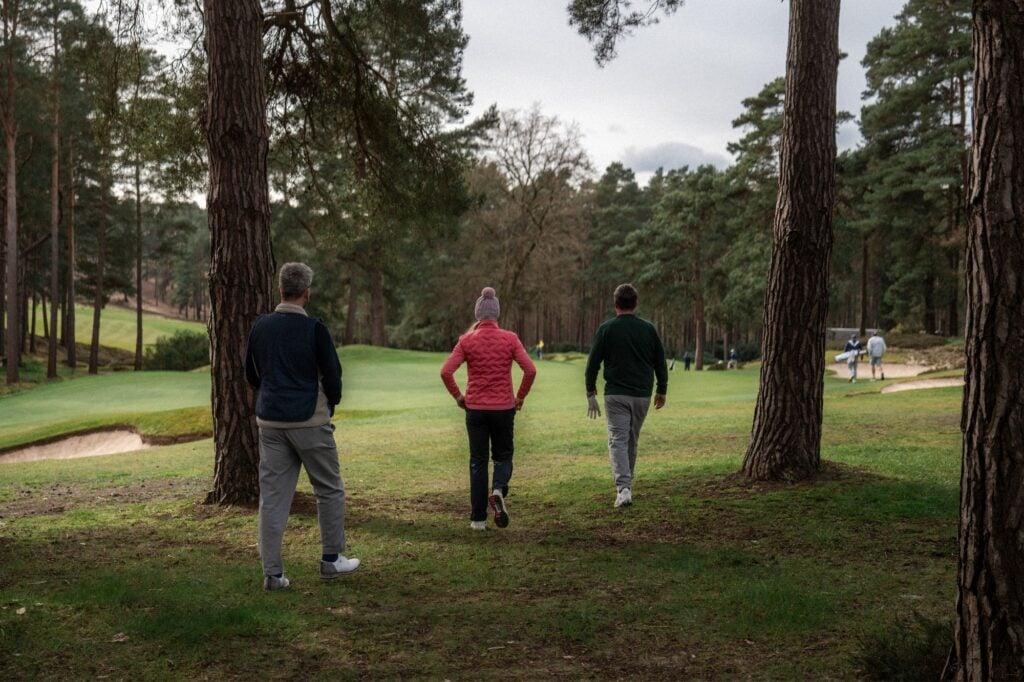 48 Hours In host Tom Irwin and Professional Golfer Nicola Slater competing in the 2026 Sunningdale Foursomes | Source: James Sparkes