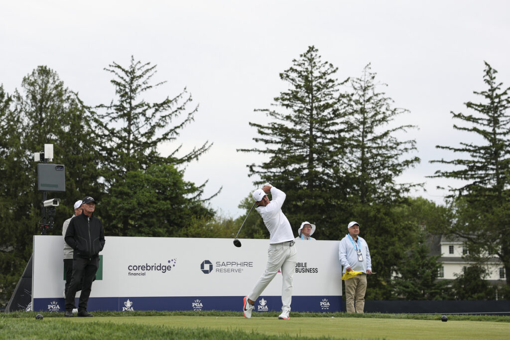 Brooks Koepka during the PGA Championship Practice Round at Aronimink Golf Club on Monday | Source: Maddie Meyer/PGA of America