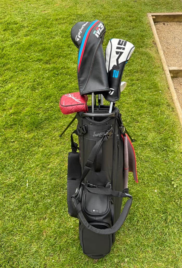 Sunday Golf Storm Ryder Waterproof stand bag overhead view | Source: NCG