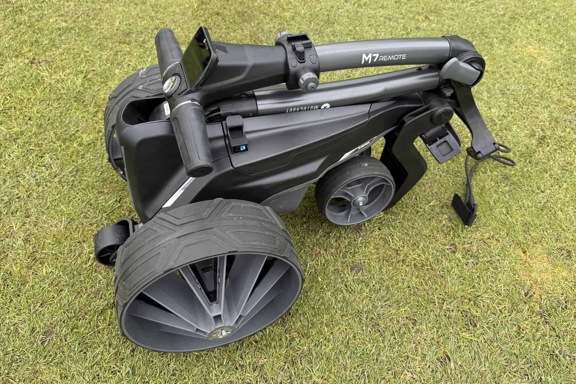 motocaddy m7 remote trolley folded | Source: NCG