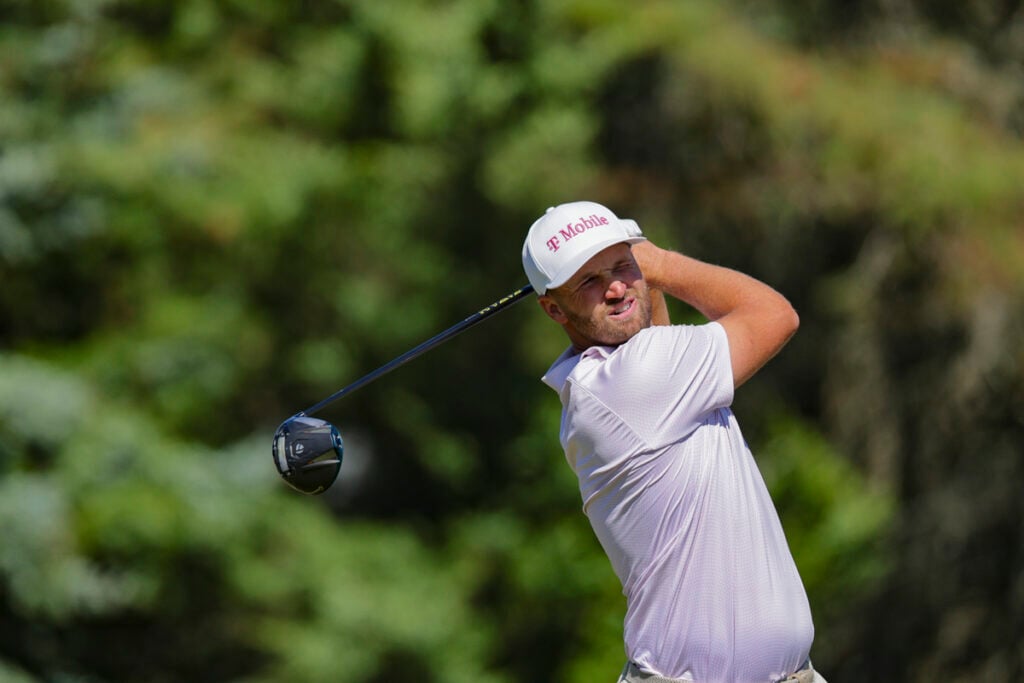 Wyndham Clark on the sixth hole during the final round of the 2026 US Open at Shinnecock Hills Golf Club | Source: Jeff Haynes/USGA