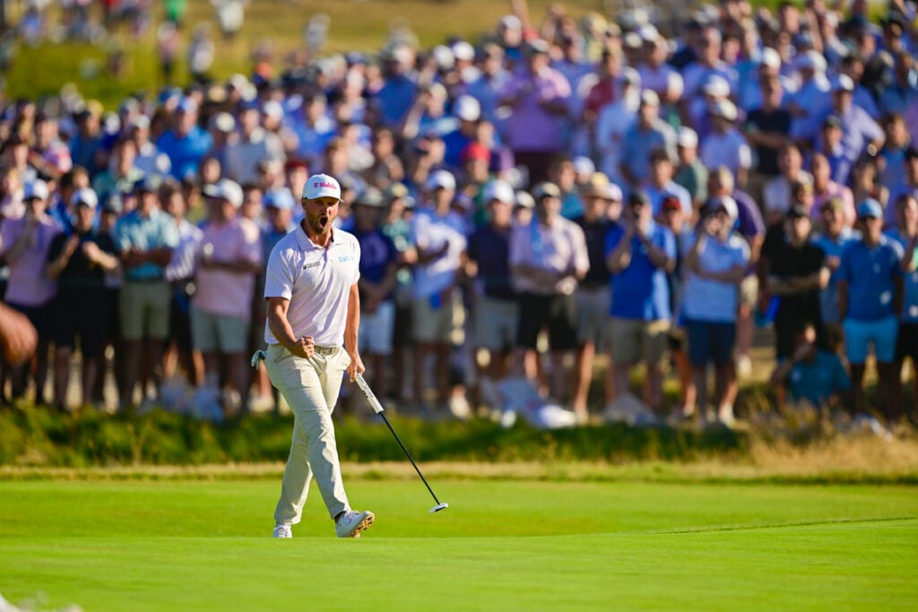 Wyndham Clark on the 16th hole during the final round of the 2026 U.S. Open at Shinnecock Hills Golf Club | Source: Logan Whitton/USGA