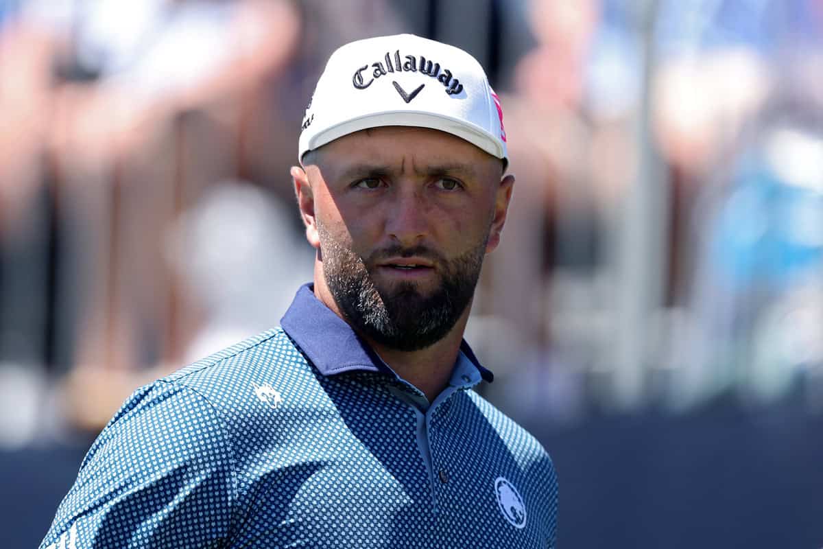 SOUTHAMPTON, NEW YORK - JUNE 15: Jon Rahm of Spain looks on prior to the 126th 2026 U.S. OPEN at Shinnecock Hills Golf Club on June 15, 2026 in Southampton, New York. (Photo by Andrew Redington/Getty Images)