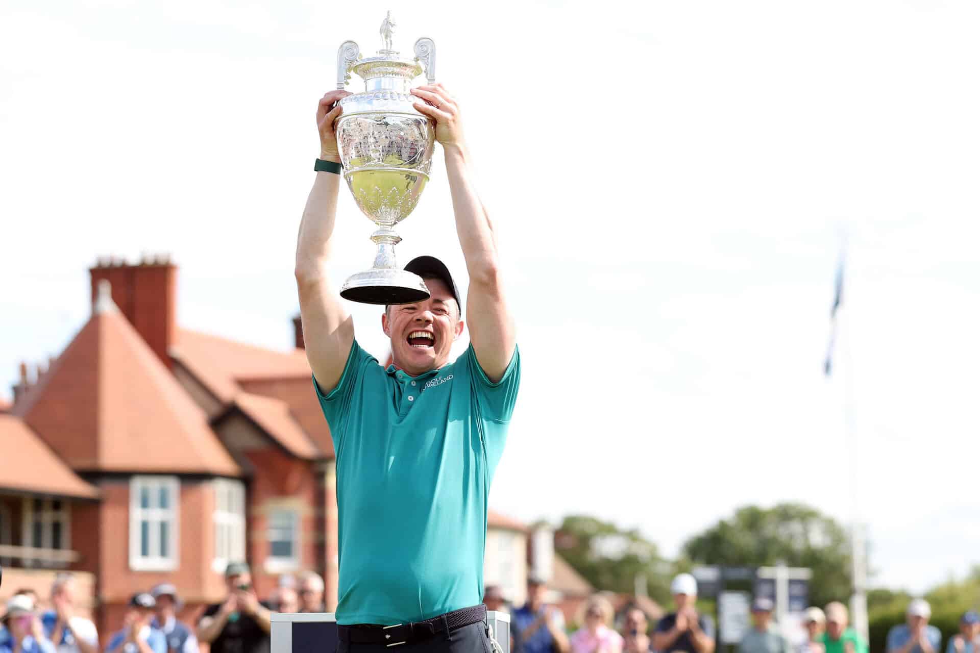 Stuart Grehan celebrates after winning the Amateur Championship at Royal Liverpool | Source: Getty Images