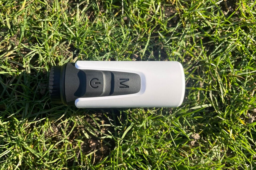 Motocaddy Pro5000 Laser Rangefinder top buttons | Source: NCG