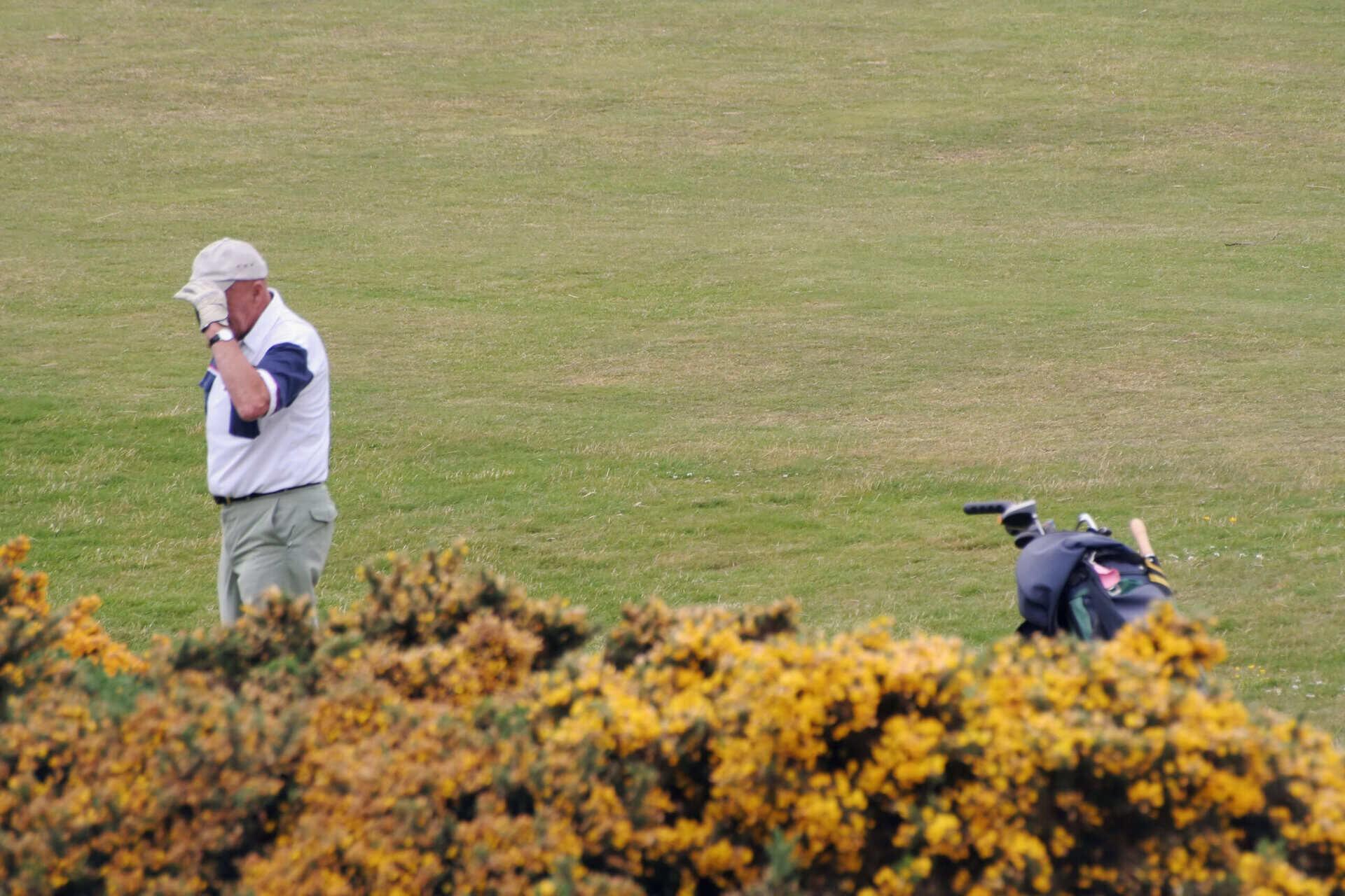 A golfer looks for a ball that appears lost | Source: Adobe Stock