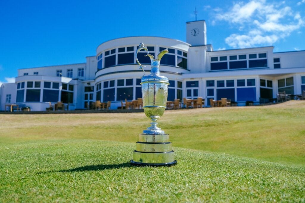 The Claret Jug outside the clubhouse at Royal Birkdale | Source: Sports Publications