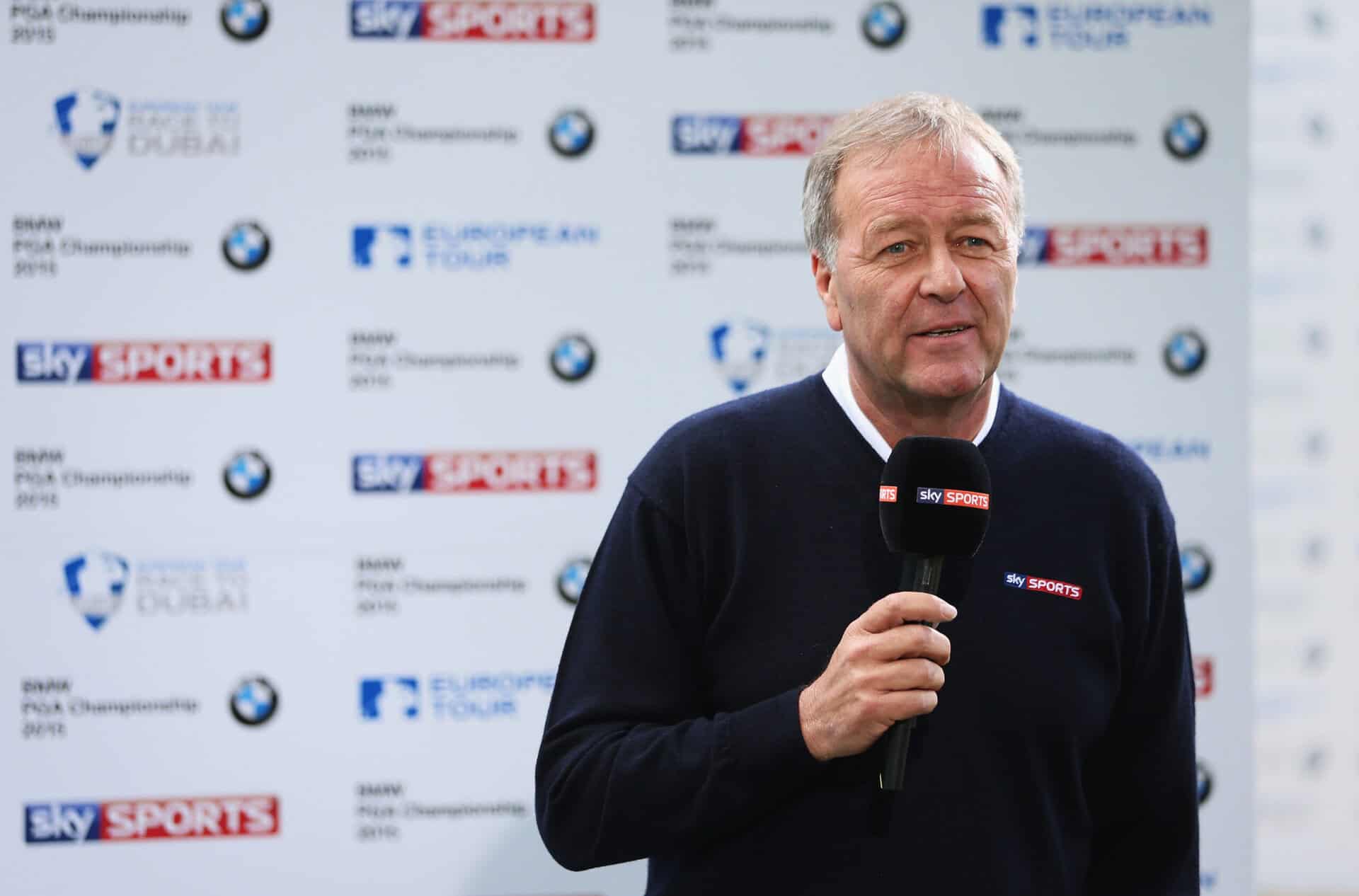 Ewen Murray of Sky Sports reports during day 1 of the BMW PGA Championship at Wentworth on May 21, 2015 in Virginia Water, England. (Photo by Andrew Redington/Getty Images)