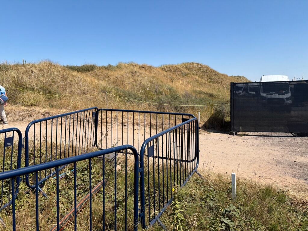 The out of bounds markers that now line the dunes on the 13th hole at Royal Birkdale | Source: NCG