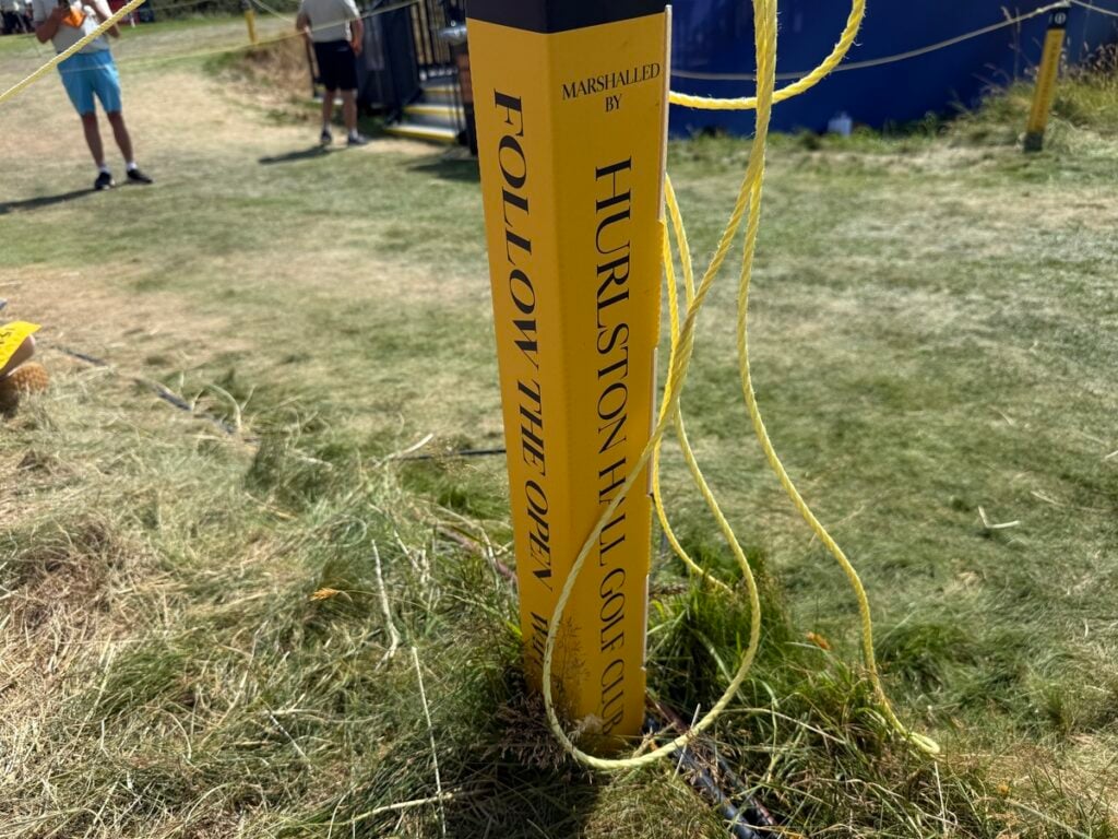 A rope stand marking Hurlston Hall members | Source: NCG