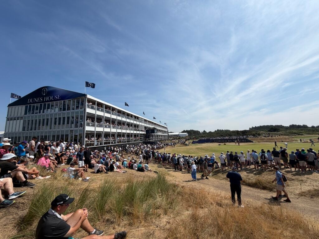 Spectators watch from the mounds on the side of the 15th green at Royal Birkdale | Source: NCG
Is the opening getting too big?