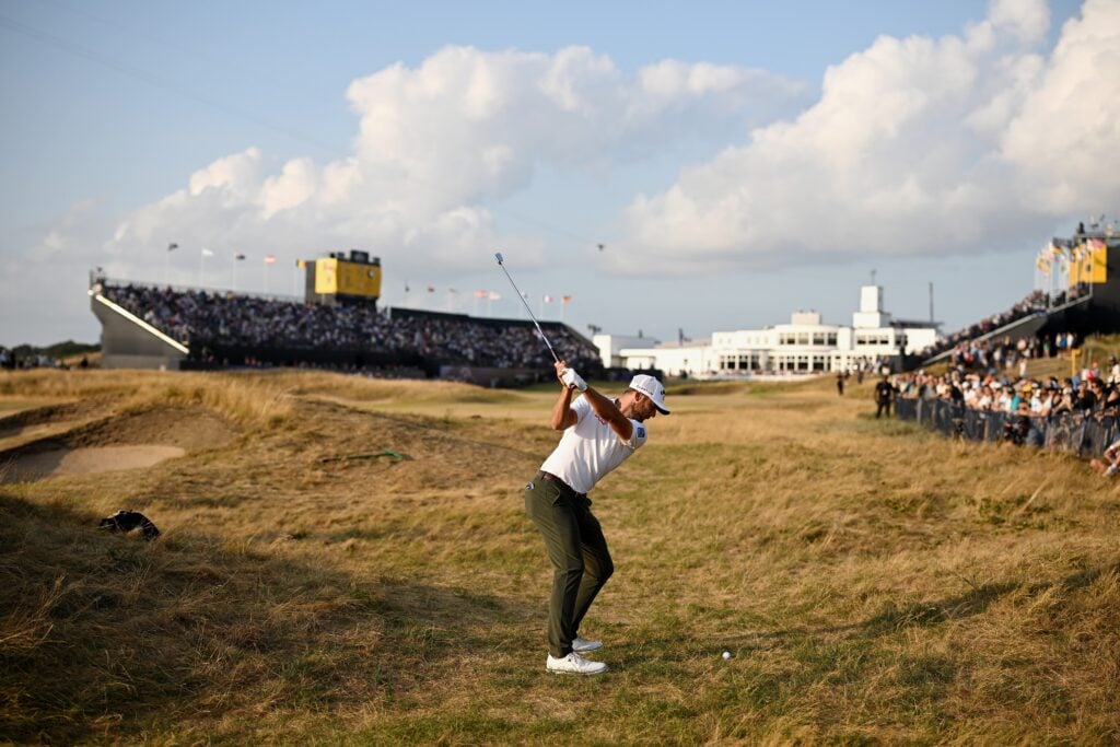 Sam Burns on the 18th hole at the 154th Open Championship at Royal Birkdale | Source: Charlie Crowhurst/R&A/R&A via Getty Images