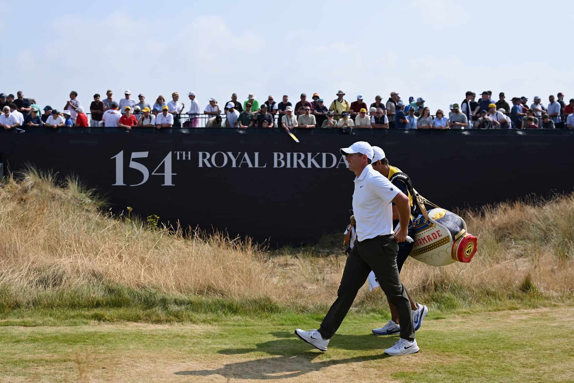 Rory McIlroy of Northern Ireland walks during Day Three of the The 154th Open Championship at Royal Birkdale on July 18, 2026 in Southport, England. (Photo by Stuart Kerr/R&A/R&A via Getty Images)