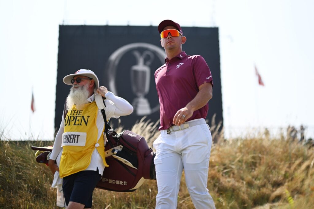 Lucas Herbert and his caddie during Day Two of The 154th Open Championship at Royal Birkdale | Source: Stuart Kerr/R&A/R&A via Getty Images)
