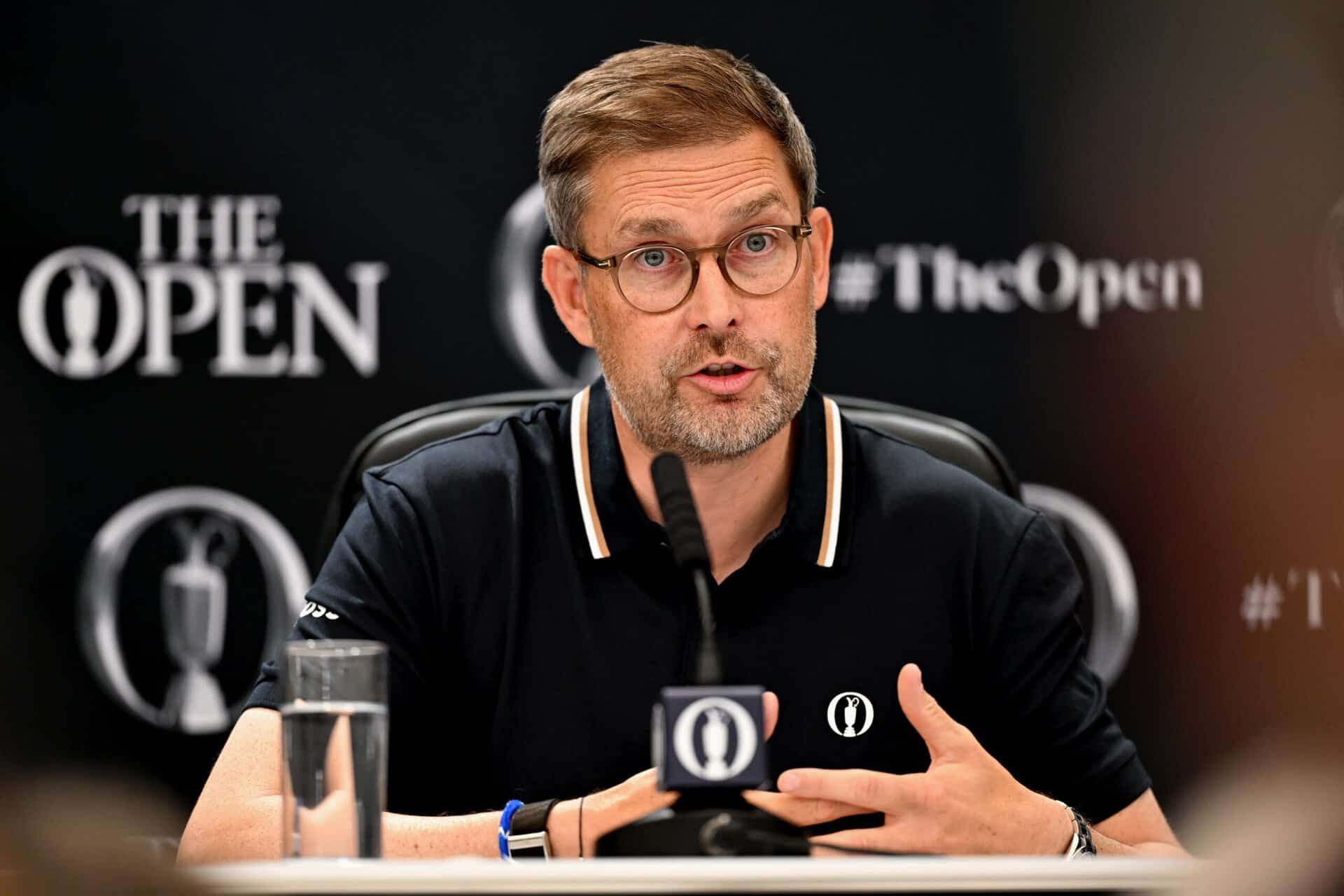 Mark Darbon, CEO of The R&A speaks to the media during a press conference prior to The 154th Open Championship at Royal Birkdale on July 15, 2026 in Southport, England. (Photo by Oisin Keniry/R&A/R&A via Getty Images)