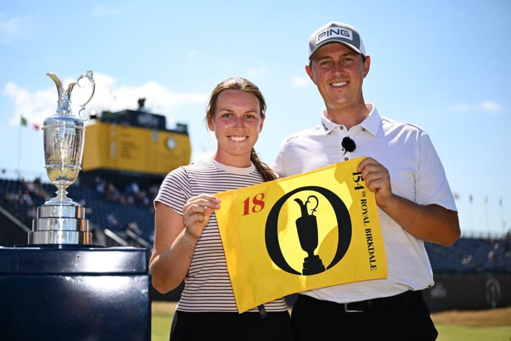 Joe Dean and his caddie Emily Lyle after winning the Last-Chance Qualifier | Source: Oisin Keniry/R&A/R&A via Getty Images