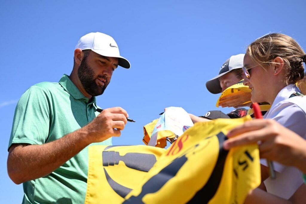 Scottie Scheffler with spectators at The 154th Open Championship at Royal Birkdale | Source: Stuart Franklin/R&A/R&A via Getty Images
