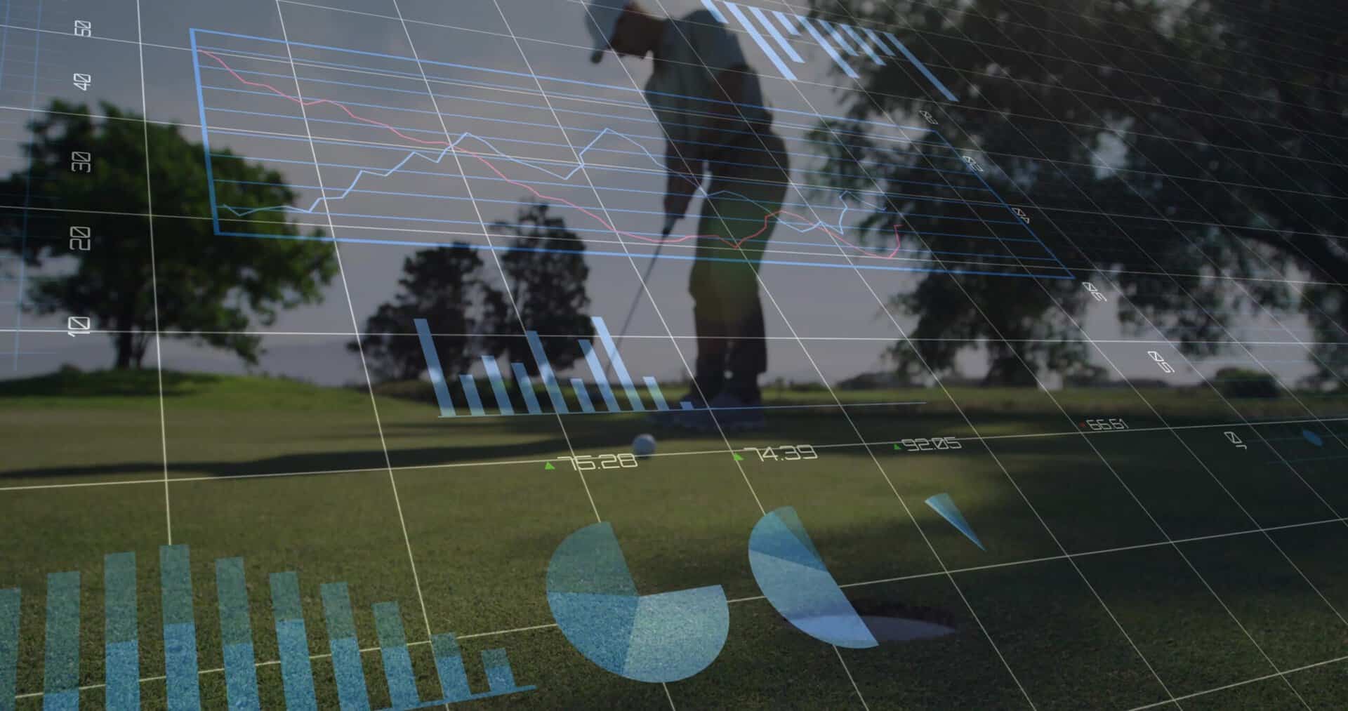 A golfer putts out surrounded, in the foreground, by various data streams | Source: Adobe Stock World Handicap System data