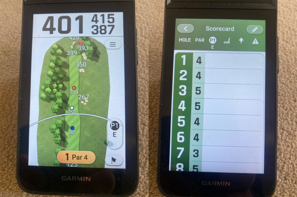 Garmin G82 Approach hole and scorecard | Source: NCG