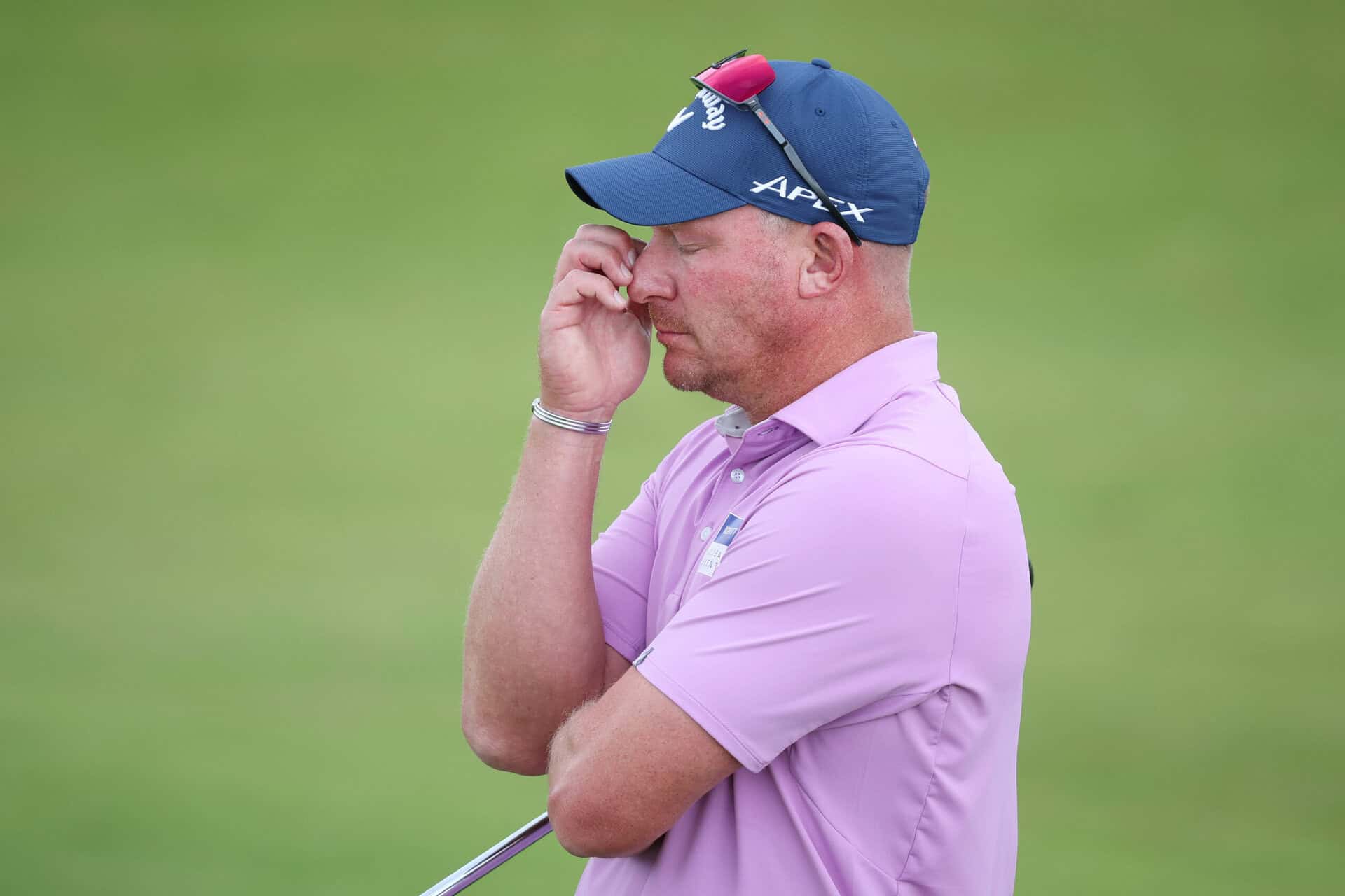 Shaun Norris of South Africa reacts on the 1st green on day four of the Nexo Championship 2026 at Trump International Golf Links on August 23, 2026 in Balmedie, Scotland. (Photo by Ross Parker/Getty Images)