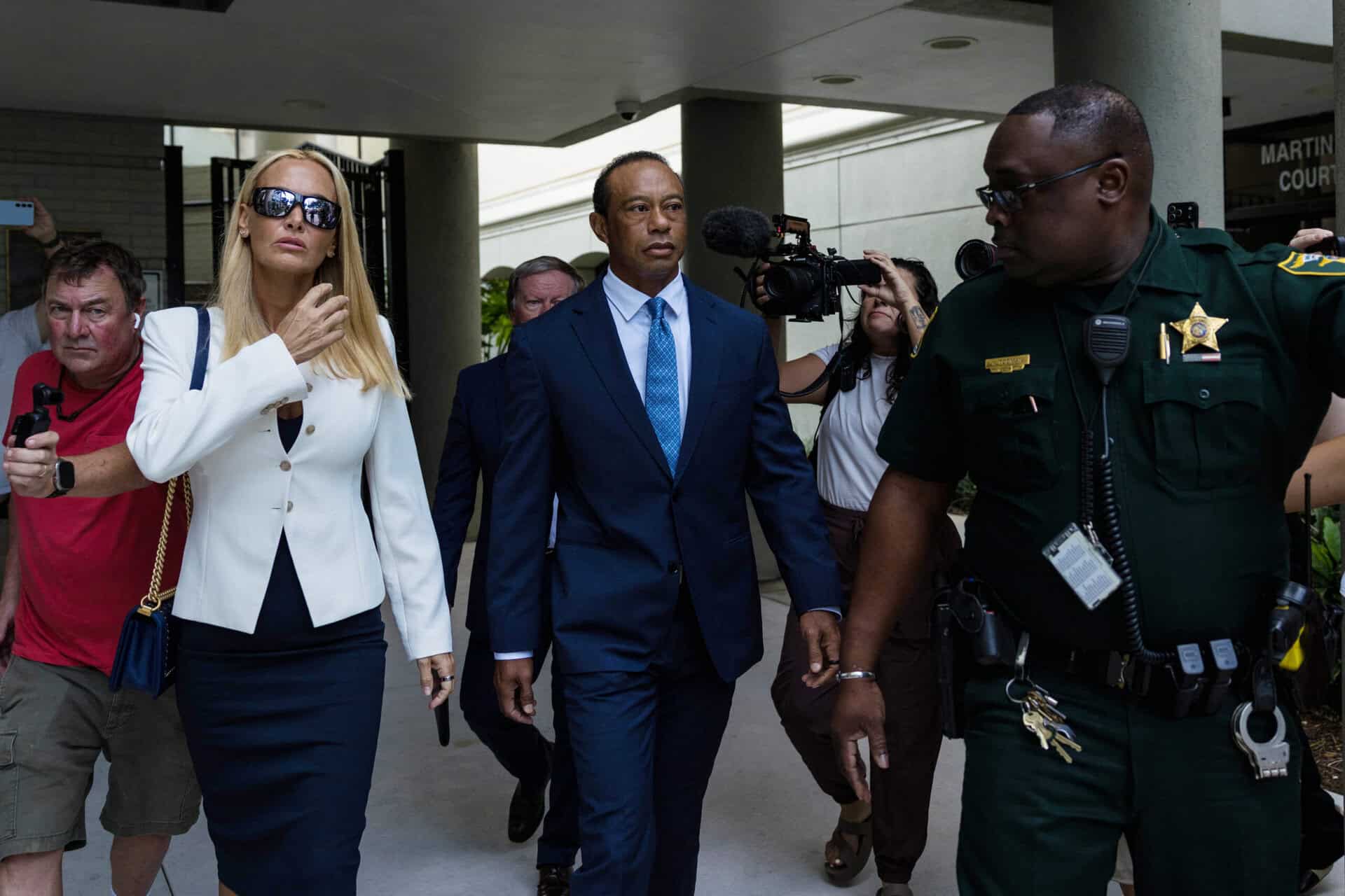 STUART, FLORIDA - SEPTEMBER 2: Tiger Woods leaves the Martin County Courthouse on September 2, 2026 in Stuart, Florida. Tiger Woods is expected to change his plea in the case over a DUI crash that occurred on March 27, 2026, on Jupiter Island in Martin County. (Photo by Saul Martinez/Getty Images)