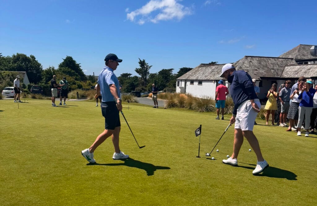 Rory McIlroy and Shane Lowry on the St Enodoc putting green | Source: Tim Cowley

Rory McIlroy at St Enodoc